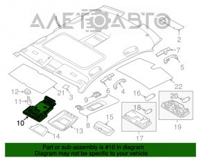 Plafonul de iluminare frontal pentru BMW 5 F10 11-16 cu trapa High și telefonie.