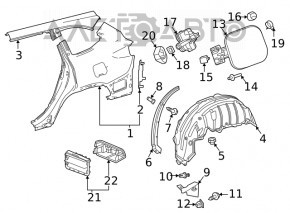 Aripa din spatele dreapta a Toyota Highlander 20- cu BSM.