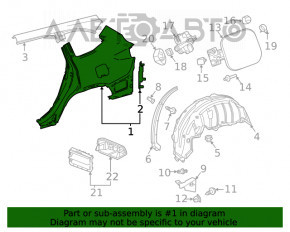 Aripa spate stânga Toyota Highlander 20- cu BSM nou OEM original.