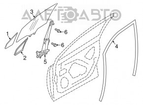 Geam electric cu motor, stânga față, Subaru Forester 14-18 SJ, 2 pini.