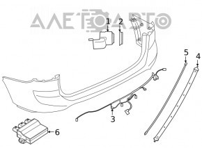 Montajul barei spate pentru BMW X1 F48 16-20 cu senzori de parcare, tăiată