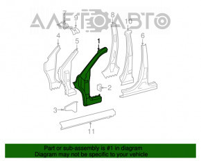 Bara metalica stanga pentru caroserie Toyota Highlander 08-13, taiata, alba, cu manson