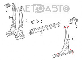 Bara centrală dreapta a caroseriei Lexus RX350 RX450h 10-15 este tăiată, tije.