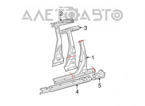 Bara centrală dreapta a caroseriei Lexus RX300 RX330 RX350 RX400H 04-09 pe caroserie