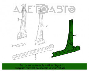 Bara centrală dreapta a caroseriei Lexus NX200t NX300 NX300h 15-21 pe caroserie