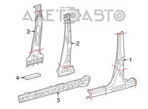 Bara centrală dreapta a caroseriei Lexus NX200t NX300 NX300h 15-21 pe caroserie