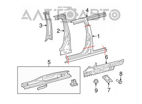 Bara caroseriei centrală dreapta Toyota Sienna 11-17