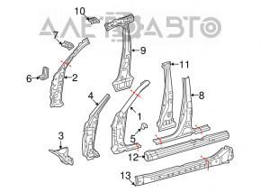 Bara caroseriei centrală dreapta pentru Lexus LS460 LS600h 07-12 a fost tăiată.