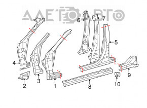 Bara caroserie centrală stânga Lexus ES350 neagră 07-12