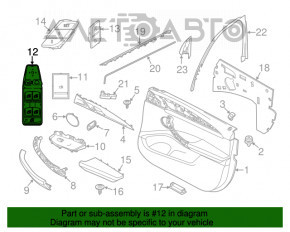 Controlul geamului electric din față, stânga, pentru BMW X3 G01 18-21, negru, fără funcția de pliere automată a oglinzii.