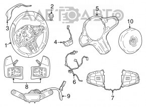 Кнопки управления на руле BMW 5 G30 17-23 черные, Sport. трещина
