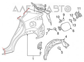 Aripa dreapta spate Lexus NX200t NX300 NX300h 15-21 fara BSM nou original OEM