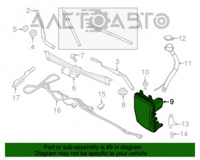 Rezervorul de spălare a parbrizului BMW X1 F48 16-22 fără gât, nou, original OEM