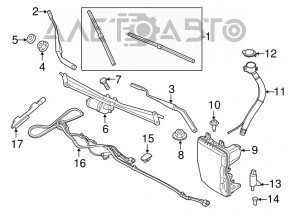 Rezervorul de spălare a parbrizului BMW X1 F48 16-22 fără gât, nou, original OEM