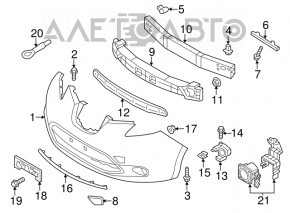 Moldura cromată a barei de protecție față pentru Nissan Leaf 11-17, nouă, originală