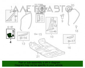 Накладка передней стойки нижняя правая Lexus RX350 RX450h 10-15 серая