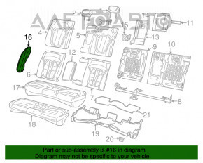 Panoul lateral stânga al scaunelor din spate Chrysler 200 15-17, material textil negru, fixări ruginite, prinderea ruptă