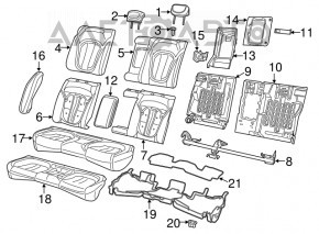 Capacul lateral dreapta al scaunelor din spate Chrysler 200 15-17 piele neagra, fixari ruginoase