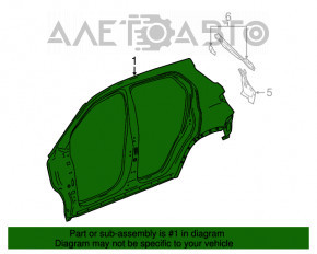 Aripa spate dreapta Buick Encore 13-19, neagra, cu mufuri.