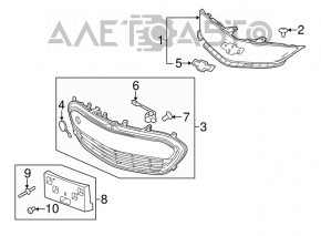 Grila inferioară a bara de protecție față Chevrolet Bolt 17-19 argintie