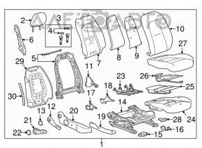 Scaun de pasager Chevrolet Bolt 17- cu airbag, piele gri inchis, manual, incalzire, incalzitor de scaun