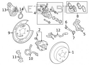 Butuc spate stânga Lexus RX350 RX450h 10-15 FWD nou original OEM