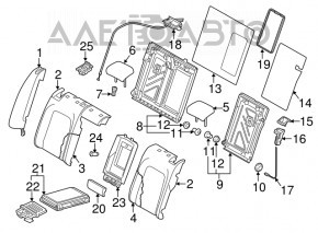 Capacul lateral dreapta al scaunelor din spate VW CC 08-17 piele ecologica neagra, prindere rupta, necesita cusatura.