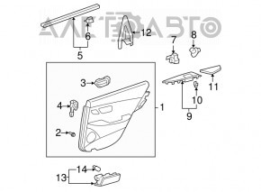 Capacul usii, cartela din spate stanga pentru Lexus ES350 07-09, negru