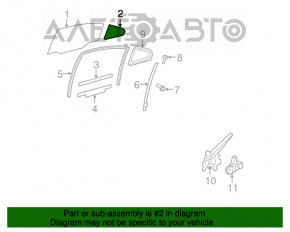 Geamul ușii triunghiulare din spate dreapta pentru Lexus ES350 07-12.