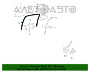 Уплотнитель стекла задний правый Lexus ES350 07-12