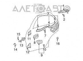 Mânerul ușii exterioare cu mecanismul din spate stânga pentru Lexus RX300 98-03.