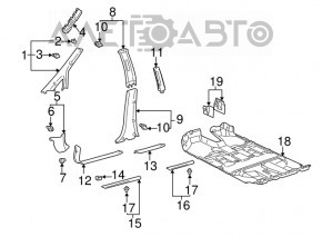 Capacul pragului din spate stânga exterior pentru Lexus RX300 98-03