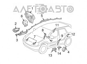 Подушка безопасности airbag коленная водительская левая Lexus RX300 RX330 RX350 RX400h 04-09 чер