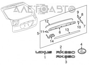 Молдинг двери багажника Lexus RX300 RX330 RX350 RX400h 04-09 надлом крепления