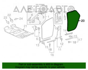 Garnitură pentru ușa din spate stânga Lexus RX300 RX330 RX350 RX400H 04-09, neagră.