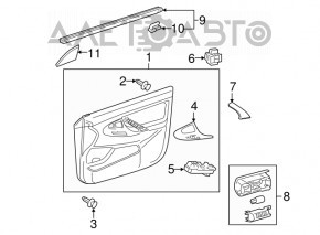 Capacul ușii, cartela frontală stânga Toyota Camry v40 piele gri, zgârieturi, plastic albicios