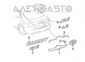 Накладка крышки багажника Toyota Camry v40 07-11 с эмблемой под кнопку