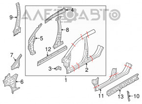 Bara caroserie centrală dreapta Nissan Leaf 11-12 albastră