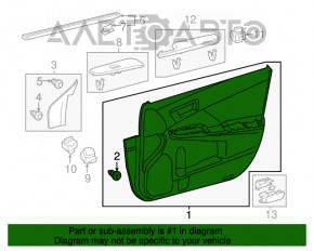 Capacul ușii, cartela din față dreapta Toyota Camry v50 12-14 SUA negru