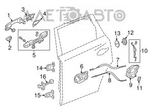 Buclele ușii din spate dreapta jos pentru Honda Civic 4d 06-09.