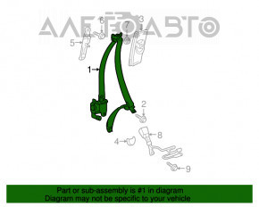 Centura de siguranță pentru pasageri Toyota Prius 2004-2009 gri.