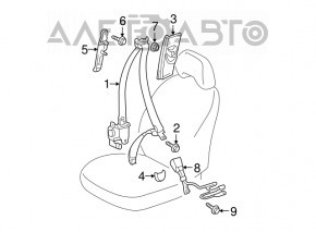 Centura de siguranță pentru pasageri Toyota Prius 2004-2009 gri.