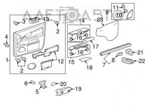 Triunghiul de protecție interior pentru bara de protecție față stânga pentru Lexus RX300 RX330 RX350 RX400h 04-09, negru