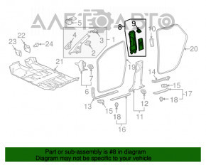 Capacul stâlpului central, curea superioară stânga Lexus RX300 RX330 RX350 RX400h 04-09 bej, substanță chimică.