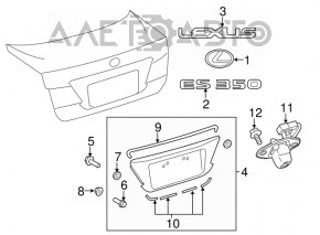 Capac portbagaj Lexus ES350 07-12 cu ornamente cromate, fără cameră