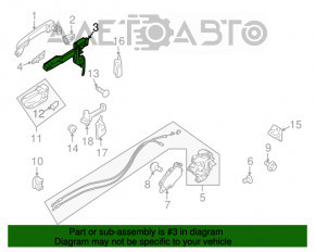 Mecanismul manetei ușii din spate dreapta pentru Subaru B9 Tribeca