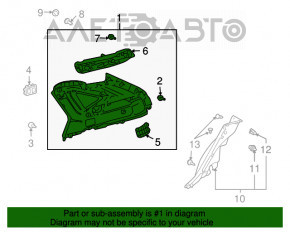 Capacul panoului din spate, stânga sus, pentru Lexus RX300 RX330 RX350 RX400h 04-09, gri.