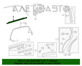 Молдинг дверь-стекло центральный задний левый Lexus RX350 RX450h 10-15 хром, мелкие царапины