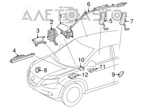 Airbag-ul pentru genunchi al pasagerului din dreapta pentru Lexus RX350 RX450h 10-15, negru, cu rugină.