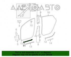 Capacul pragului din față stânga Toyota Prius 30 10-15 gri, uzat, fixările sunt rupte